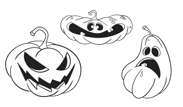 Pages Colorier Halloween Citrouille Coloriage Halloween Avec Des Objets Effrayants — Image vectorielle