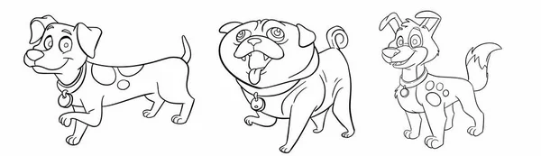 Desenhos Animados Cães Ilustração Colorir Página Estilo Ícone Vetorial Isolado Ilustrações De Bancos De Imagens Sem Royalties