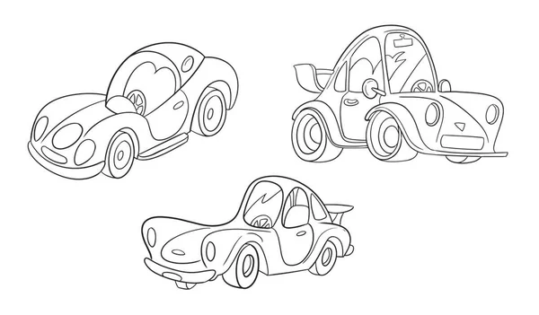 Окреслено Автомобілі Cartoon Character Poses Набір Векторних Зображень Рук Ізольовано Стоковий вектор