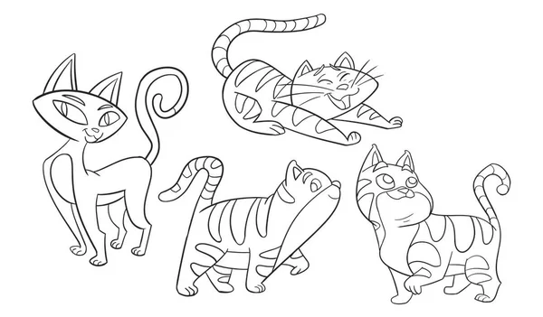 Conjunto Vetorial Desenho Animado Estilo Gato Ilustração Caráter Animal Para Vetores De Bancos De Imagens Sem Royalties