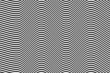 Beyaz arkaplan dalga deseninde soyut çapraz siyah çizgiler.