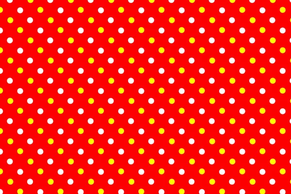 Abstract Yellow White Polka Dots Red Background Pattern Design — Stock Vector