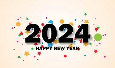 Mutlu yıllar 2024 yaratıcı vektör sanatı.
