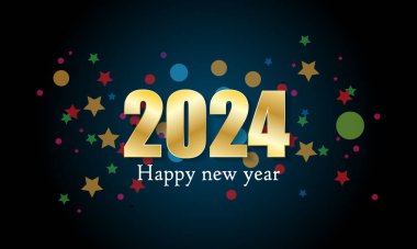 Mutlu yıllar 2024 yaratıcı vektör sanatı.