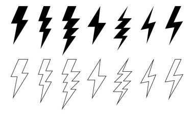 Siyah şimşek ve çizgi cıvata seti.