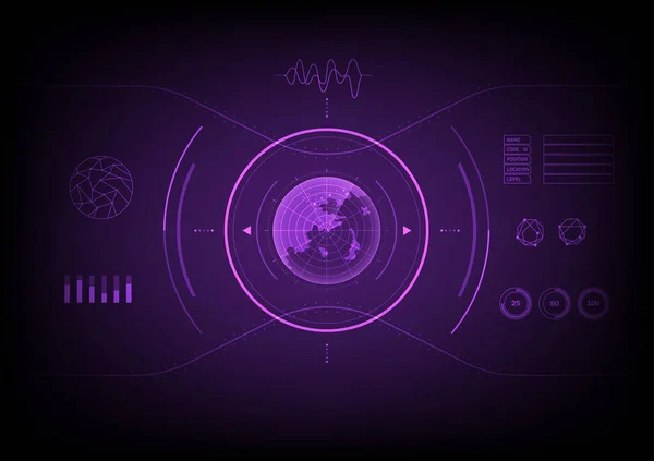 Pantalla Escaneo Radar Alta Tecnología Que Brilla Hay Círculo Exterior — Archivo Imágenes Vectoriales