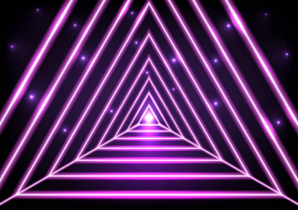 Absztrakt Technológia Háttér Lila Ragyogó Háromszög Alagút Perspektívák Utak Fény — Stock Vector
