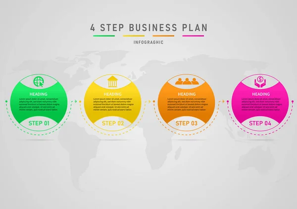Mehrfarbige Kreis Infografik Schritte Business Plan Für Den Erfolg Gepunktete — Stockvektor