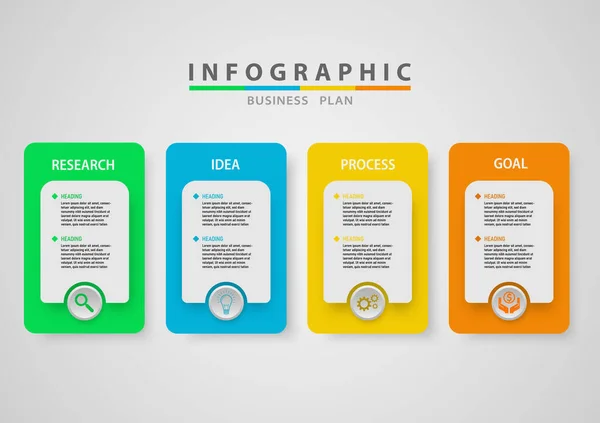 Infográfico Passos Para Sucesso Planejamento Negócios Quadrados Multicoloridos Com Círculos Ilustração De Stock