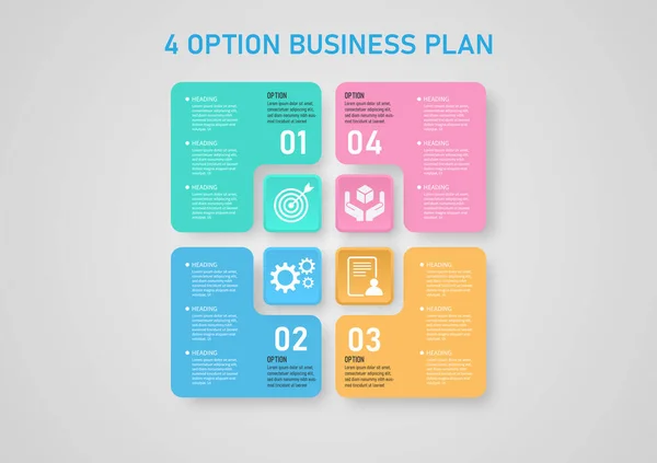 Infographie Options Business Planning Carrés Couleur Pastel Belle Simplicité Existe — Image vectorielle