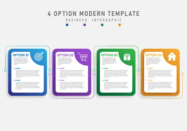 Infographic Template Options Multi Colored Grade Squares White Icon Top — Διανυσματικό Αρχείο