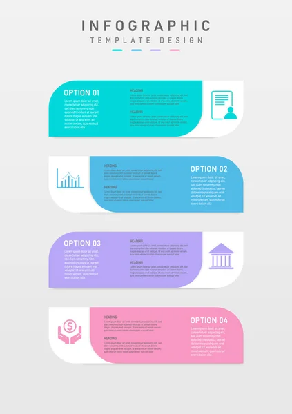 Infographic Business Options Template Απλό Κάθετο Ορθογώνιο Παστέλ Χρώμα Λευκά — Διανυσματικό Αρχείο