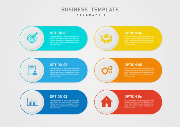 Infographic Template Simple Business Options Rounded Square Multi Colored Κουμπί — Διανυσματικό Αρχείο