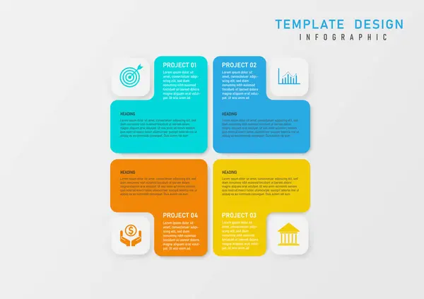 Infographic Simple Template Business Project Multiple Square Black White Letters — Διανυσματικό Αρχείο