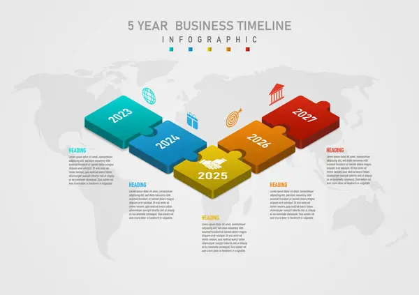 Infográfico Linha Tempo Modelo Negócio Anos Multi Colorido Quadrados Perspectiva Vetor De Stock