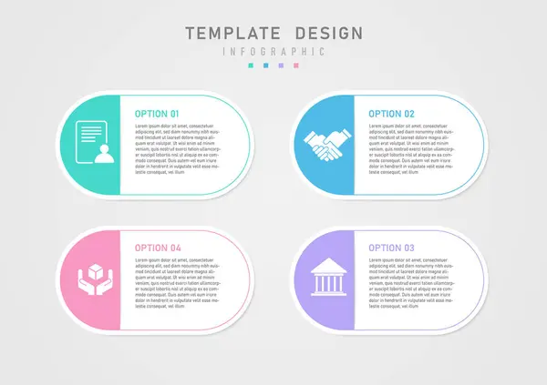 Infographic Template Design Step Options Business Multi Colored White Rounded — Διανυσματικό Αρχείο