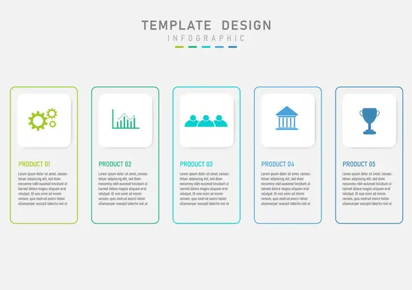 Business Infographie Modèle Simple Étape Options Produit Haut Carré Blanc — Image vectorielle