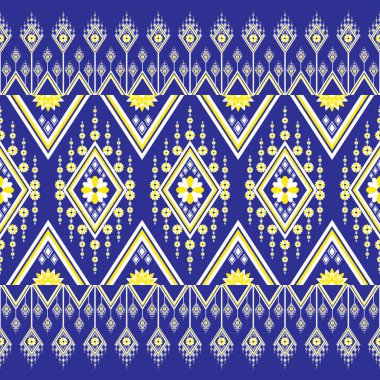 Etnik nakış geometrik desenli güzel ve eşsiz bir desen. Mavi arkaplan, giysi, fayans, giysi, tekstil, halı, bez çanta için tasarlandı.