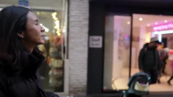 South Korean Man His 30S Long Hair Sightseeing Winter Snowfall — Stock Video