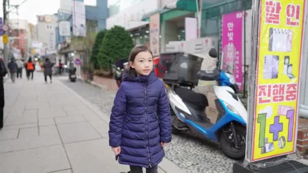 Güney Kore Nin Seul Şehrinde Soğuk Bir Kış Günü Yürüyen — Stok video