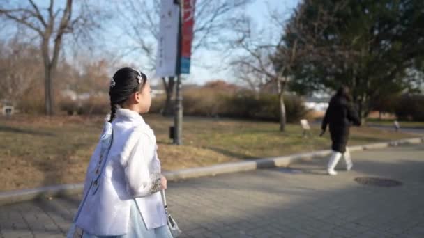 Відео Повільного Руху Корейської Дівчини Chimachogori Палаці Кьонбоккунг Сеулі Південна — стокове відео