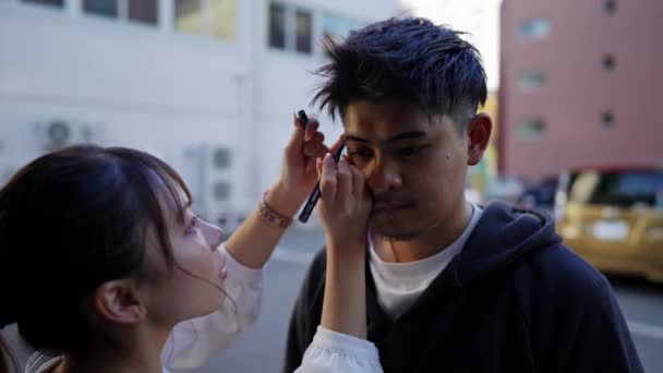 Video Rallentatore Una Donna Truccata Uomo Nel Vicolo Posteriore Nagoya — Video Stock
