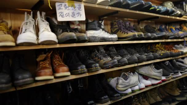 Antieke Schoenenwinkel Seoul Zuid Korea — Stockvideo