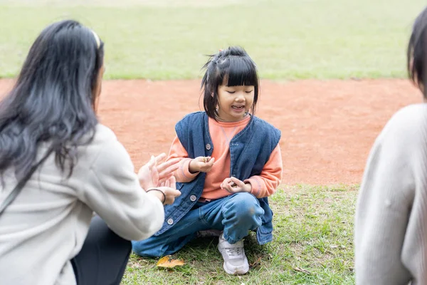 Tayvanlı bir aile soğuk kış mevsiminde Tayvan 'ın Taipei şehrindeki Datong Bölgesi' nde büyük bir parkta oynuyor.