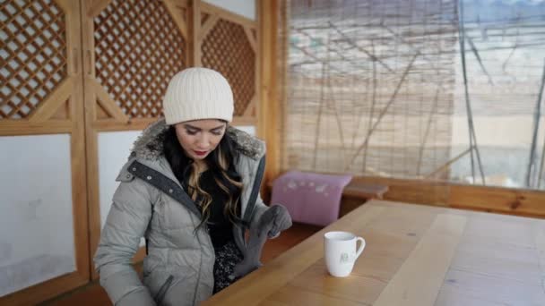 Kuzey Köyü Hanok Köyü Ndeki Geleneksel Bir Kasabada Çay Içtikten — Stok video