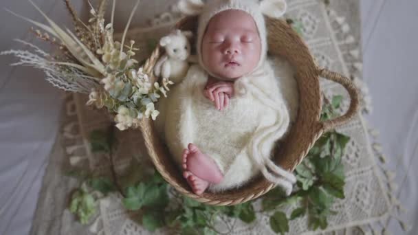 Nyfödd Fotografi Taiwanesisk Baby Den Dagen Efter Födseln — Stockvideo