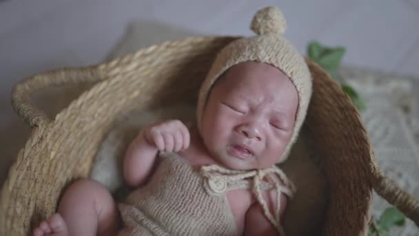 Fotografia Neonata Bambino Taiwanese Diciottesimo Giorno Dopo Nascita — Video Stock