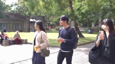 Taipei 'nin Da' an bölgesinde, genç bir Tayvanlı erkek ve kadını 20 'li yaşlarda bir Güney Asyalı kadınla bir üniversite kampüsünde arkadaşça yürürken ve sohbet ederken gösteren bir video var..