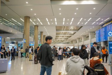 Güney Kore, Incheon 'daki Incheon Uluslararası Havalimanı' ndaki Seul demiryolu terminaline gidin. 9 Ekim 2024.