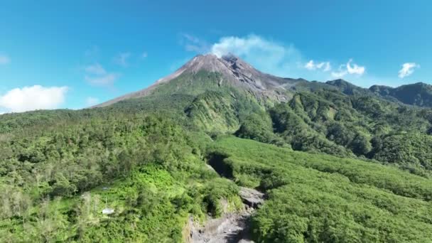 Widok Lotu Ptaka Górę Merapi Yogyakarta Indonezyjski Wulkan — Wideo stockowe