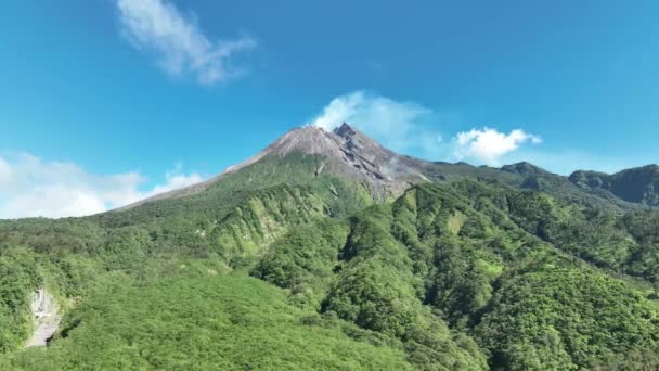 Légi Felvétel Merapi Hegyről Yogyakartában Indonéz Vulkán — Stock videók