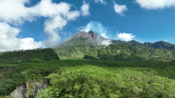 Flygfoto Över Mount Merapi Yogyakarta Indonesisk Vulkan — Stockvideo