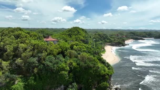 Luftaufnahme Eines Schönen Leeren Tropischen Strandes Mit Weißem Sand Und — Stockvideo