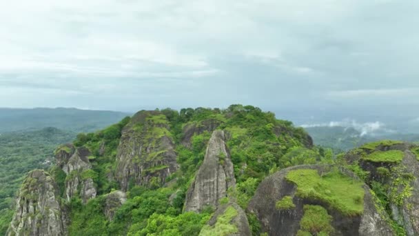 Nglanggeran古代火山の空中ビュー インドネシア — ストック動画