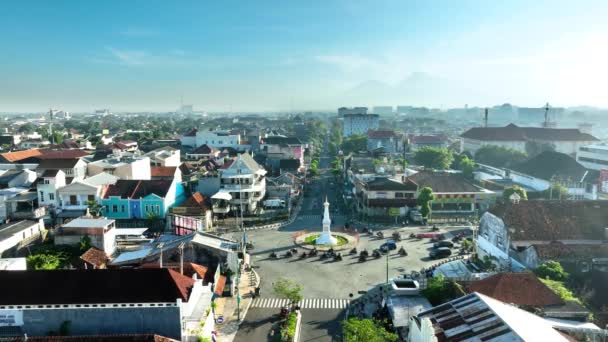 Yogyakarta Indonesia May 5Th 2023 Aerial View Tugu Jogja Yogyakarta — Stock Video