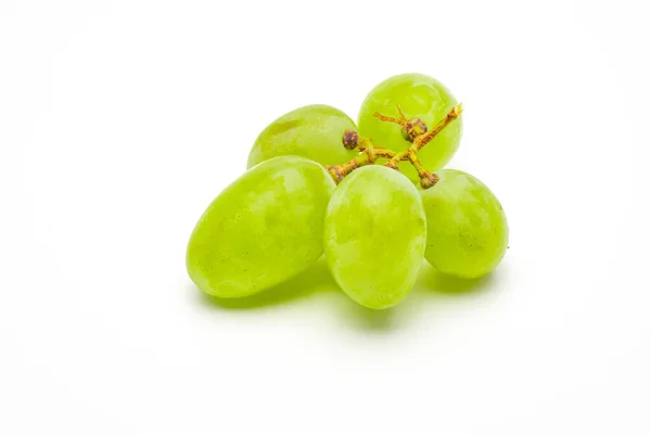 Zielone Winogrona Odizolowane Realistyczne Zielone Winogrona Białym Tle — Zdjęcie stockowe