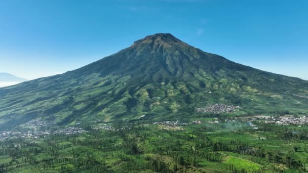 Luchtfoto Van Sumbing Mountain Morning Gelegen Indonesië — Stockvideo