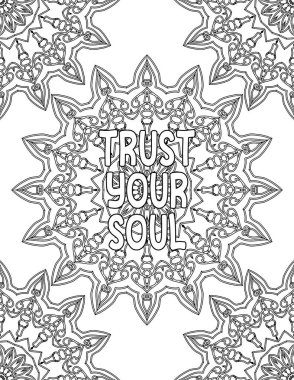 Motivasyonal Mandala Yetişkinler için Renklendirme Sayfaları ve Kendini Kabul Etme, Öz Sevgi ve Öz Bakım İçin Bu Doğrulama Kişisel Motivasyon, İlham, Olumluluk ve İyi Titreşimler İçin