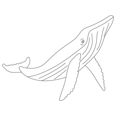Balina Clipart seti. Sucul Hayvanlar Birliği. Deniz Hayvanı Su Altındaki Hayat 'tan Tırmanır. Okyanus Hayvanları Clipart Vektörü 