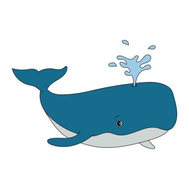 Balina Clipart seti. Sucul Hayvanlar Birliği. Deniz Hayvanı Su Altındaki Hayat 'tan Tırmanır. Okyanus Hayvanları Clipart Vektörü 