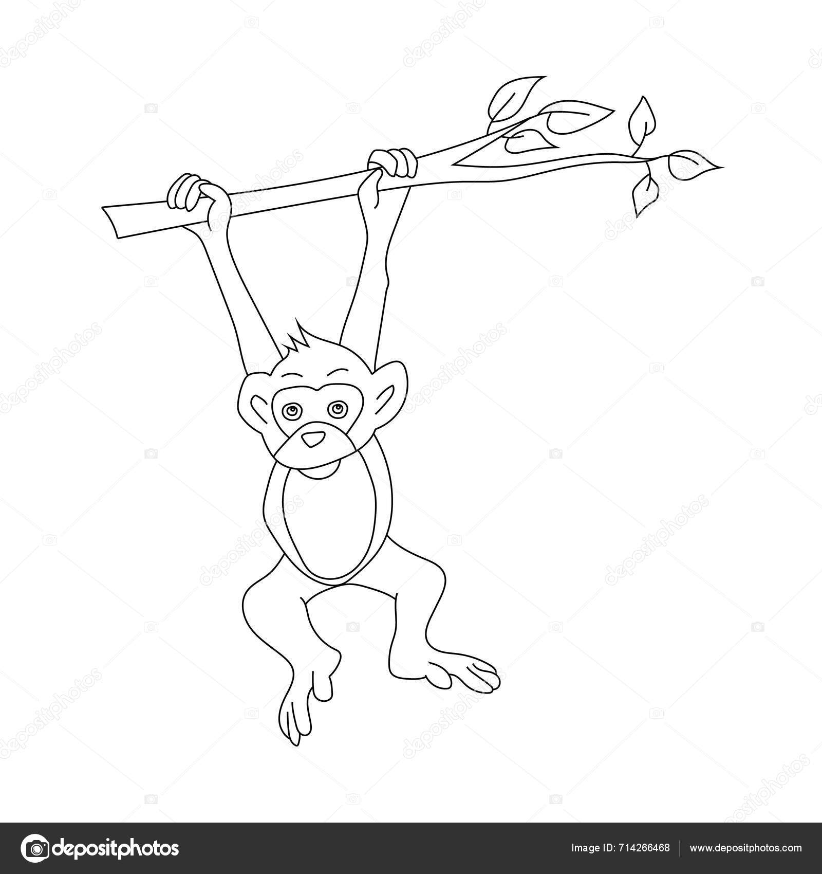 Vettoriale stockScimmia Clipart Doodle Animals Clipart Cartoon Wild