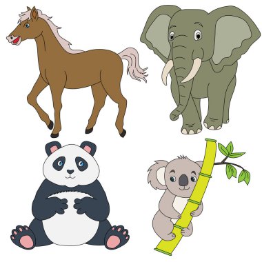 Doodle Hayvanlar Tırmanışı. Vahşi Hayvanlar Çizgi Filmi Vahşi Yaşam Aşıkları İçin Tırmanma
