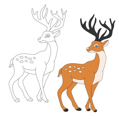Geyik Tırmanışı. Doodle Hayvanlar Tırmanışı. Vahşi Hayvanlar Çizgi Filmi Vahşi Yaşam Aşıkları İçin Tırmanma