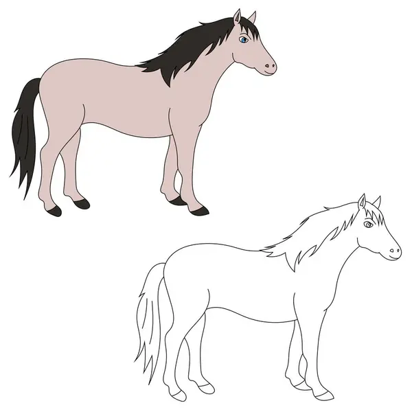 Horse Clipart Doodle Animal Clipart Dessin Animé Animaux Sauvages Clipart — Image vectorielle