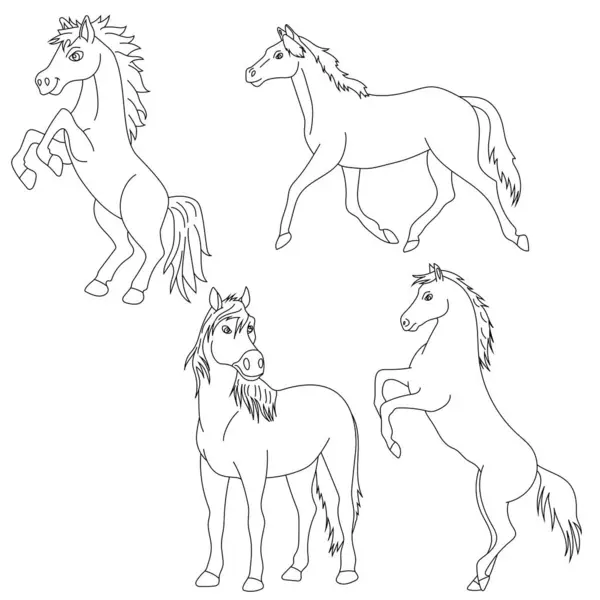 Horse Clipart Doodle Animal Clipart Dessin Animé Animaux Sauvages Clipart — Image vectorielle