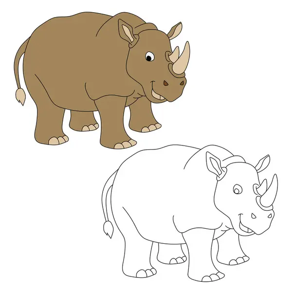 Rhino Clipart Doodle Animals Clipart Cartoon Wild Animals Clipart Lovers — Stock Vector